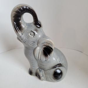 K's Collection - Vintage  Lucky Elephant Sitting with Trunk up